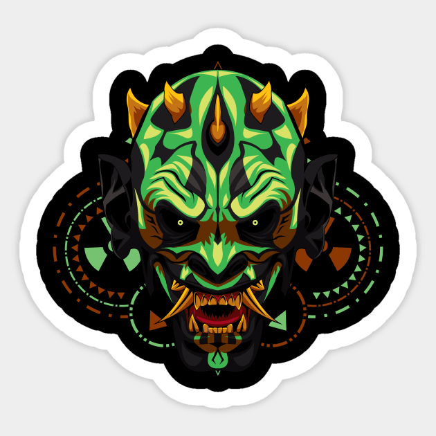 devil mask head Sticker by SHINIGAMII